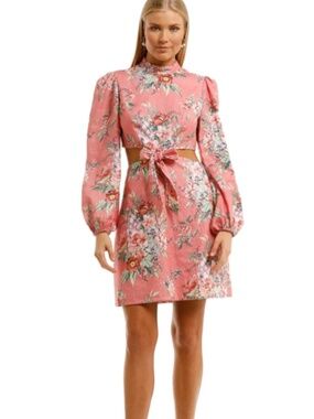 Like New Zimmermann Bellitude floral linen cut-out dress